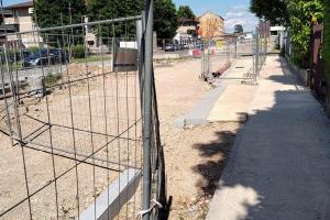 Immagine che mostra il cantiere della metrotranvia in via Livio Colzani, a Seregno.